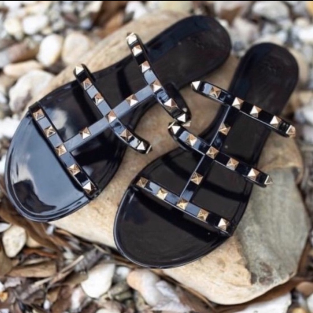 Anna Black and Gold Jellies
Studded Sandals Size 6